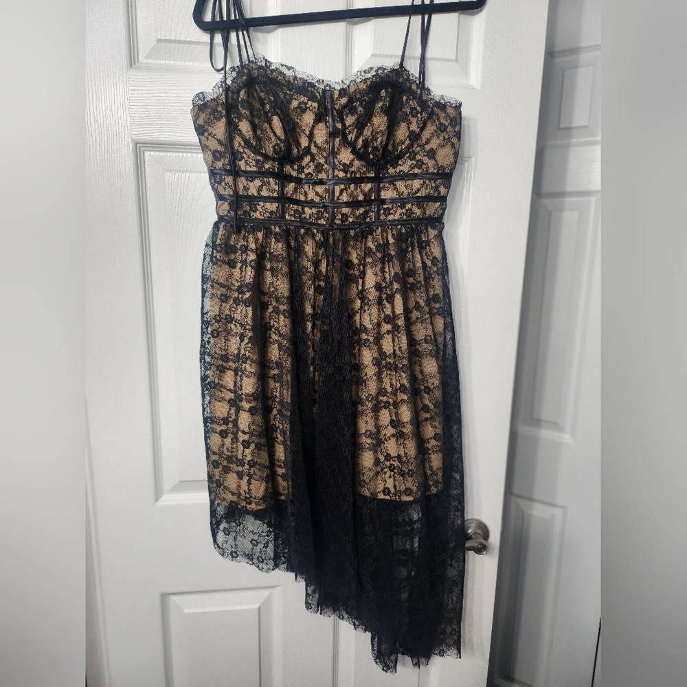 Steve Madden Size L Black Lace Strapless Dress